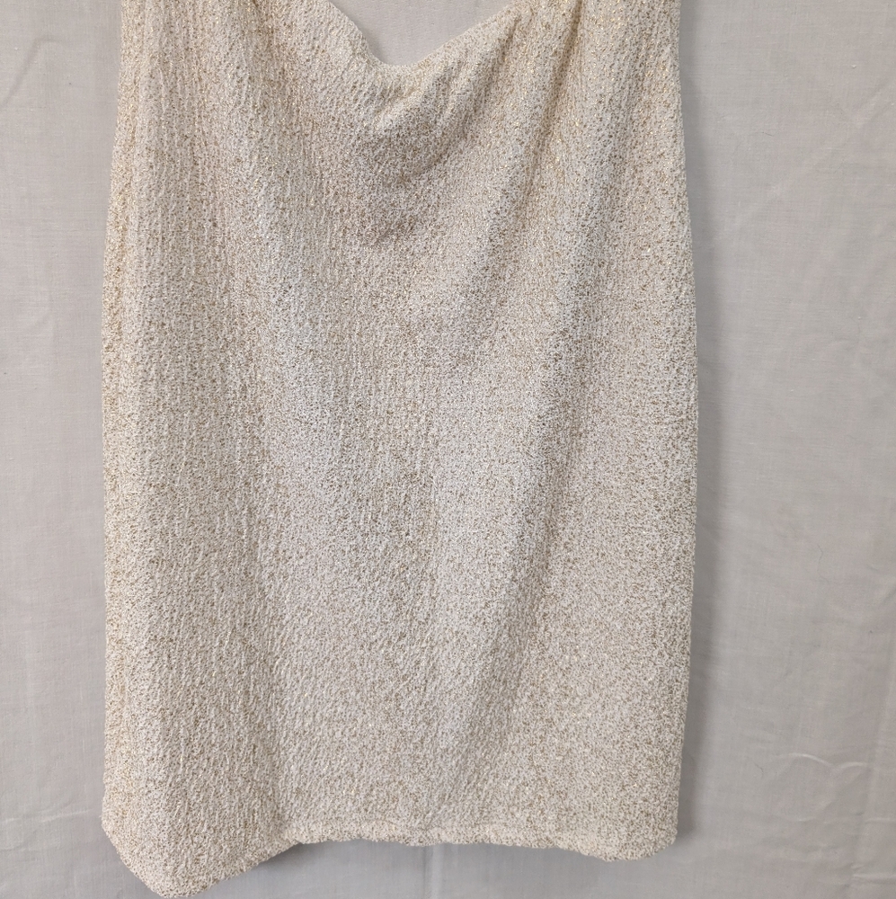 Body Central White/Gold Bodycon Dress, Size Medium - Picture 7 of 9